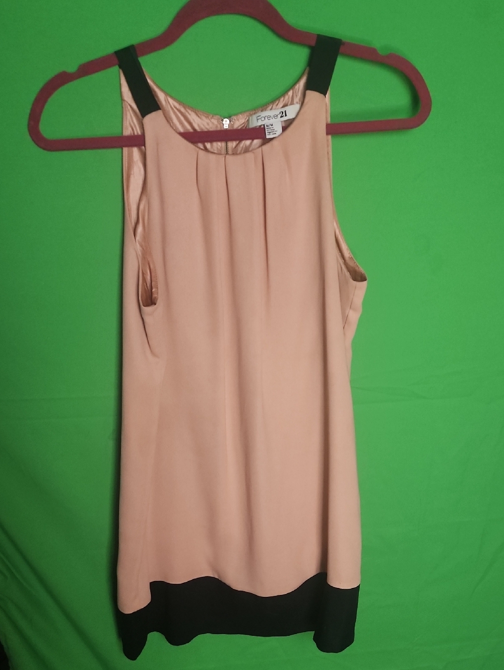 Forever 21 Blush Pink & Black Colorblock Pleated Mini Dress (or Top) Medium